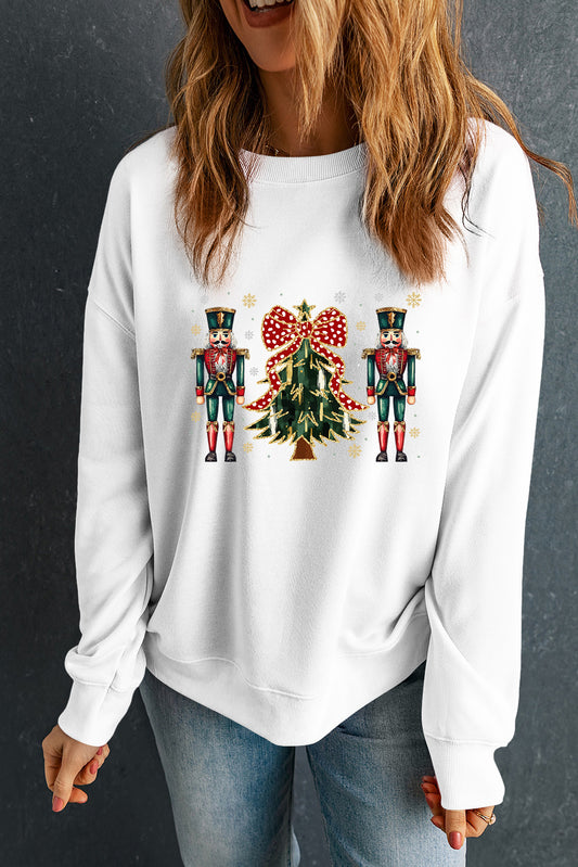 White Nutcracker Man Guard Christmas Holiday Graphic Sweatshirt