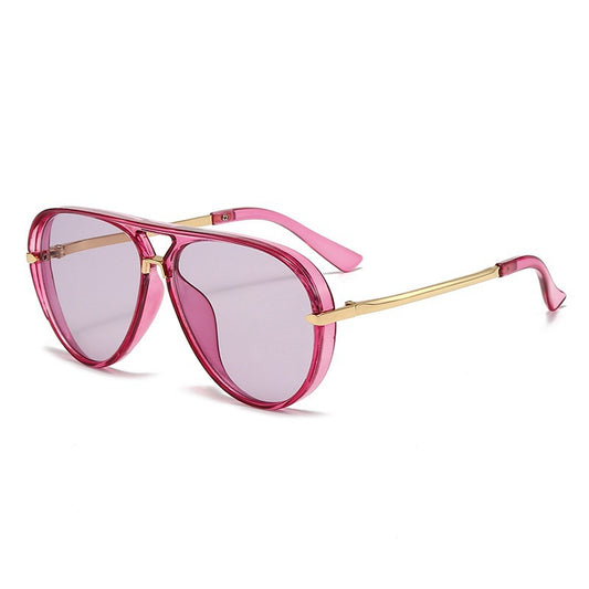 vivid color translucent large frame aviator sunglasses