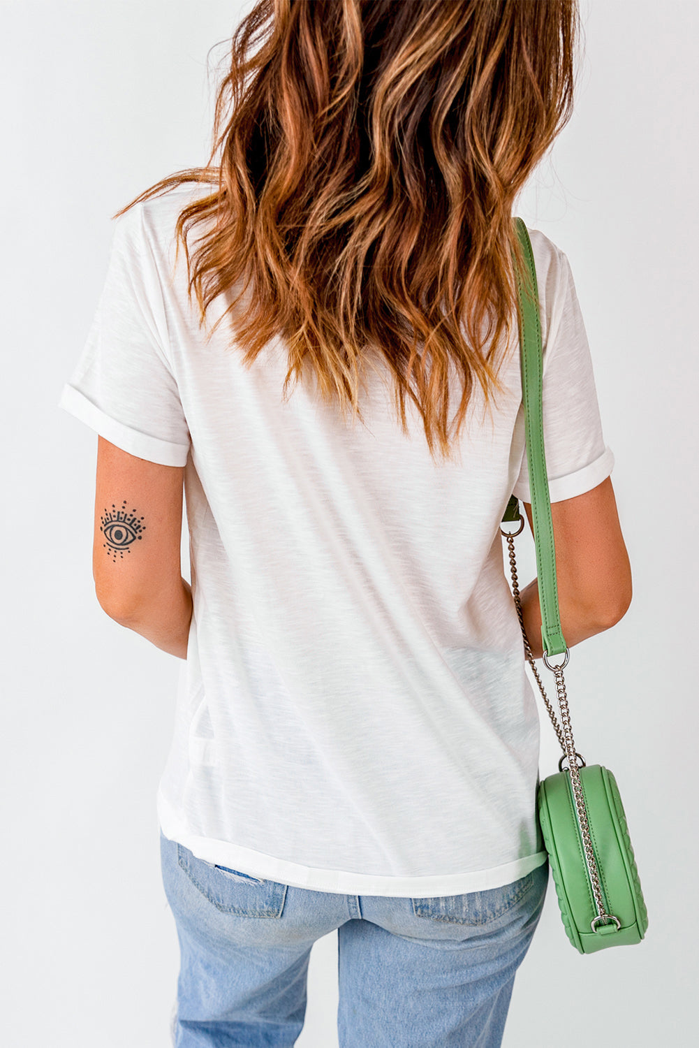 White Christmas Tree Checkered Distressed Graphic Tee