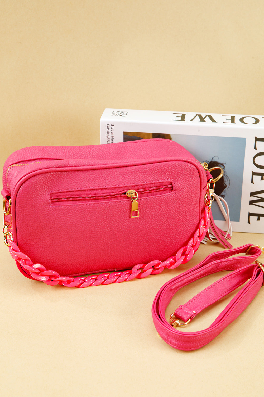 Strawberry Pink Acrylic Handbag Chain Strap