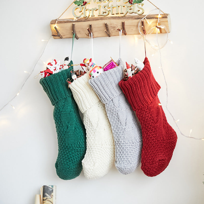 Large 46CM knitted wool hanging Christmas stockings