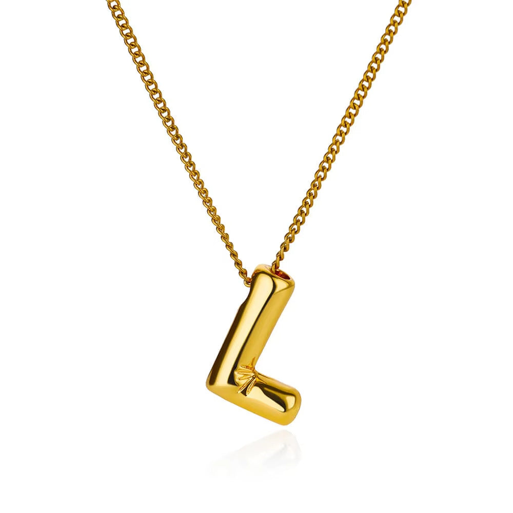 Bubble font letter pendant and chain