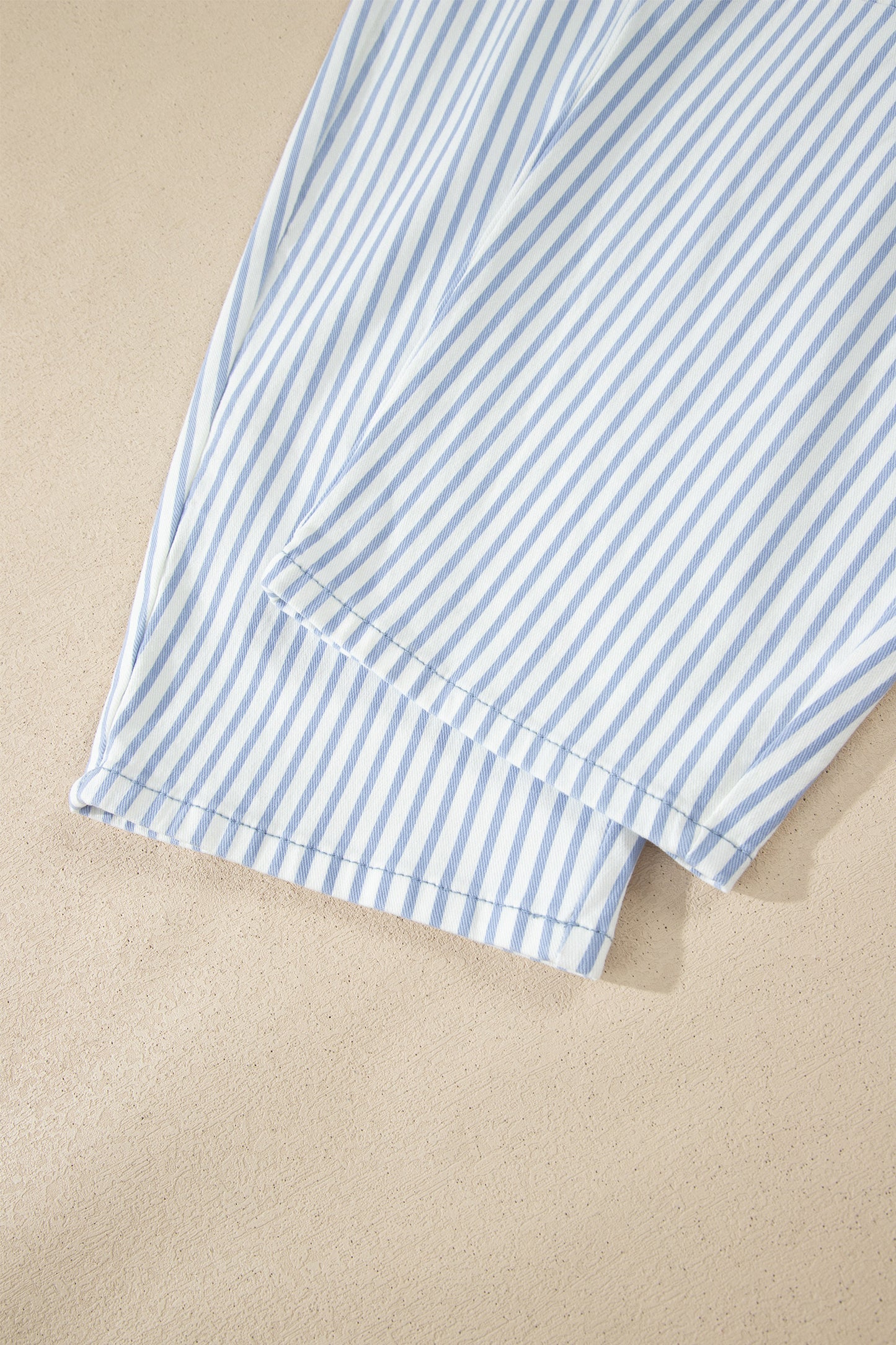 Sky Blue Stripe Casual Barrel Jeans