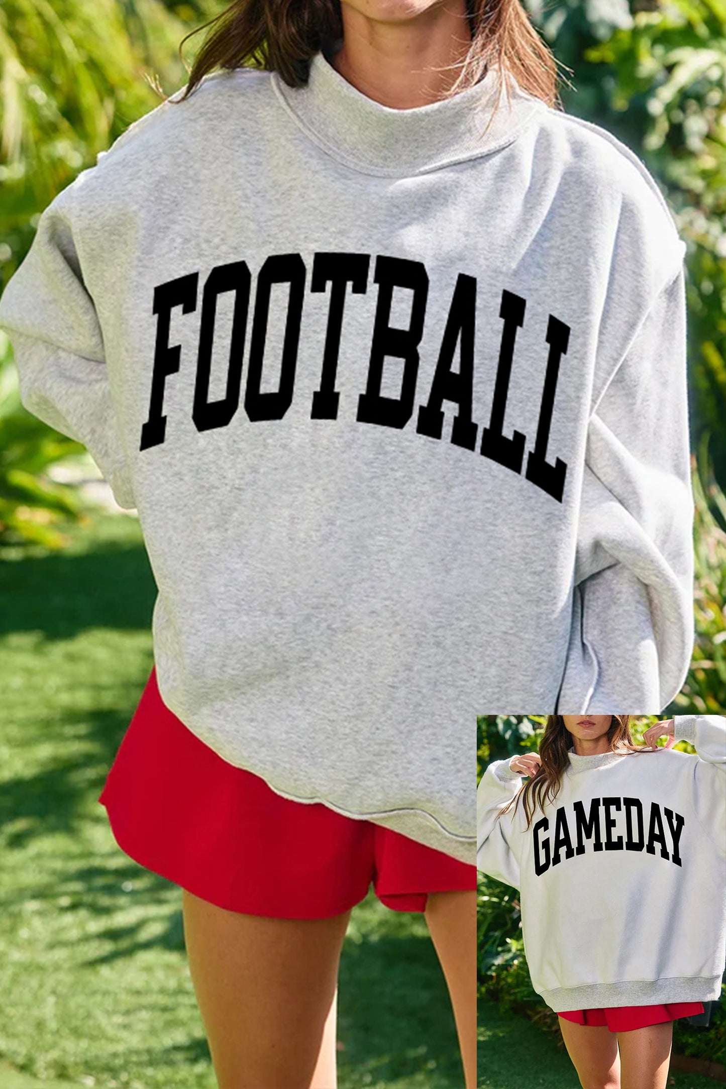 Reversible FOOTBALL GAMEDAY Double Side Printed High Neck Reversible Sweatshirt