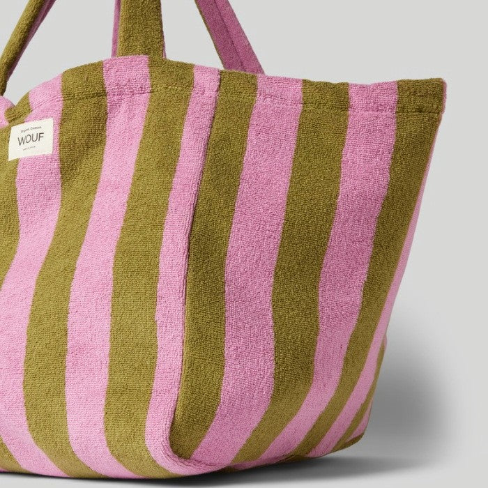 towel fabric striped tote bag