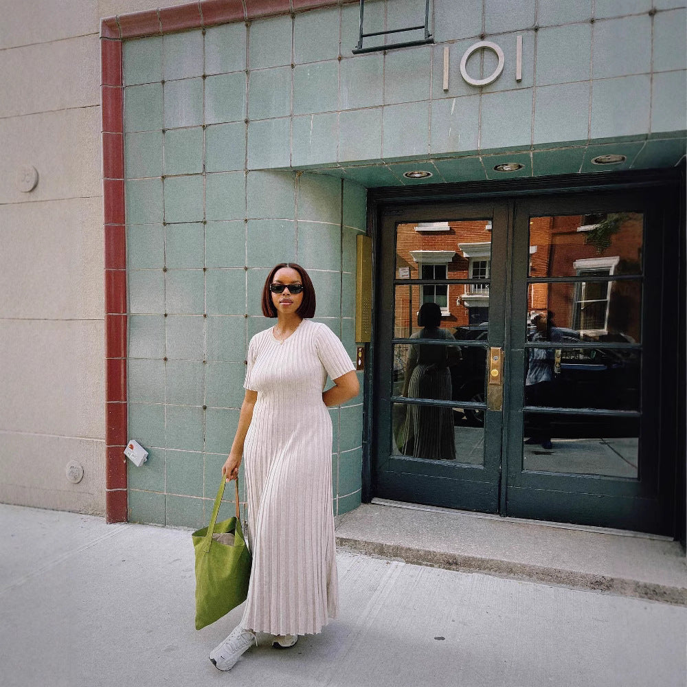 slimming knitted long dress