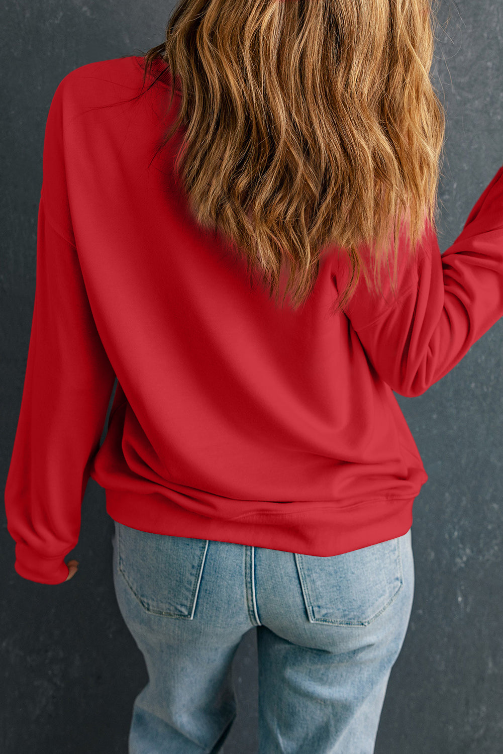 Red Christmas Metallic Nutcracker Heat Transfer Printing Graphic Crew Neck Sweatshirt