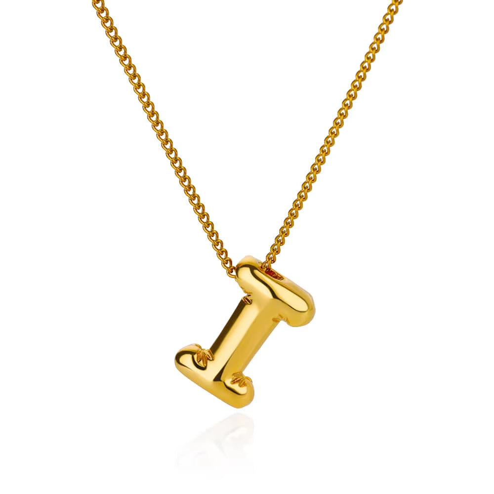 Bubble font letter pendant and chain