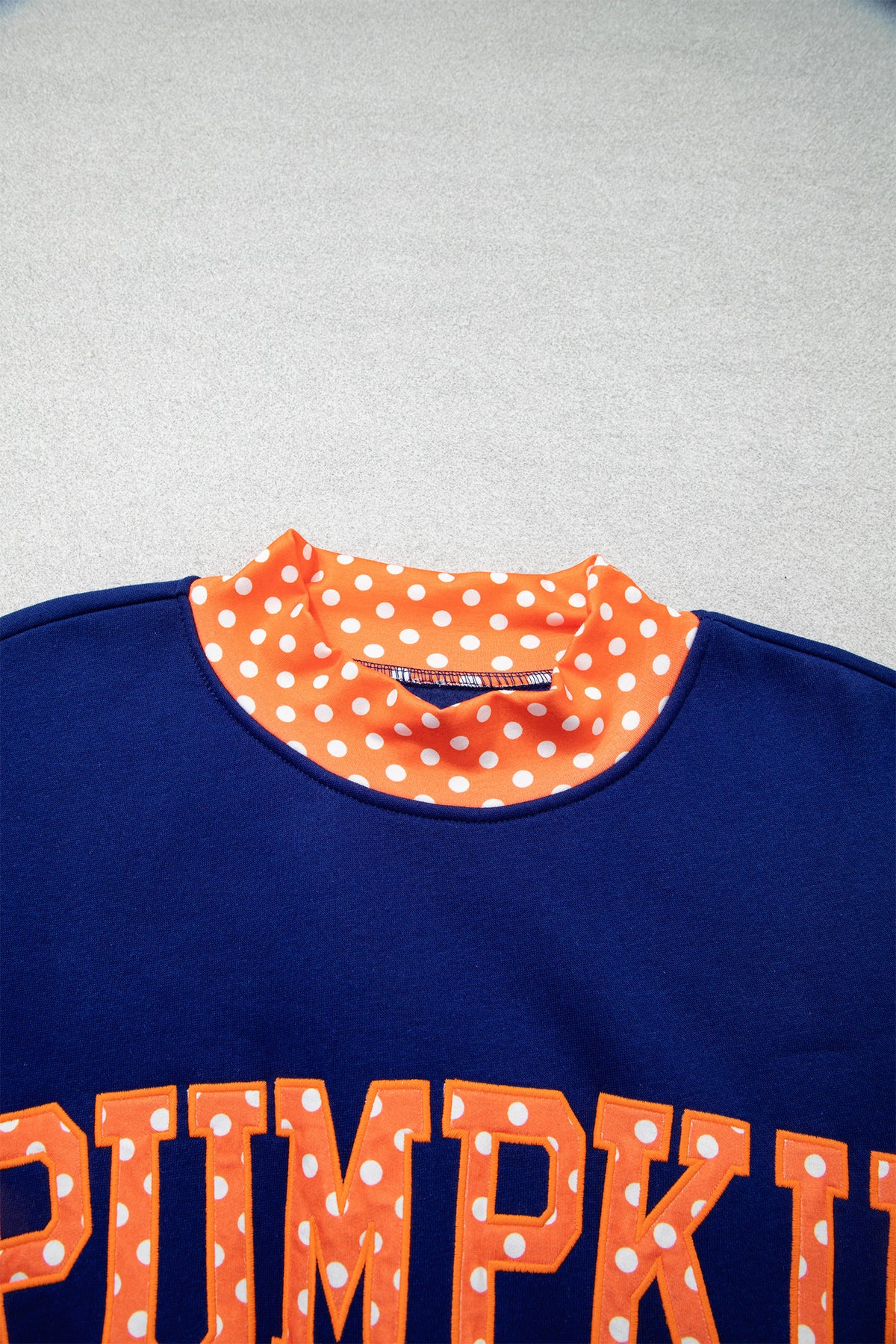 Fiery Red Polka Dot Letter Print Contrast Trim Mock Neck Sweatshirt