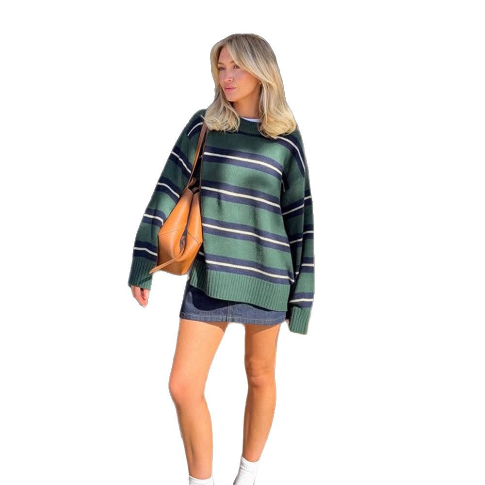 color-blocking striped long-sleeved sweater