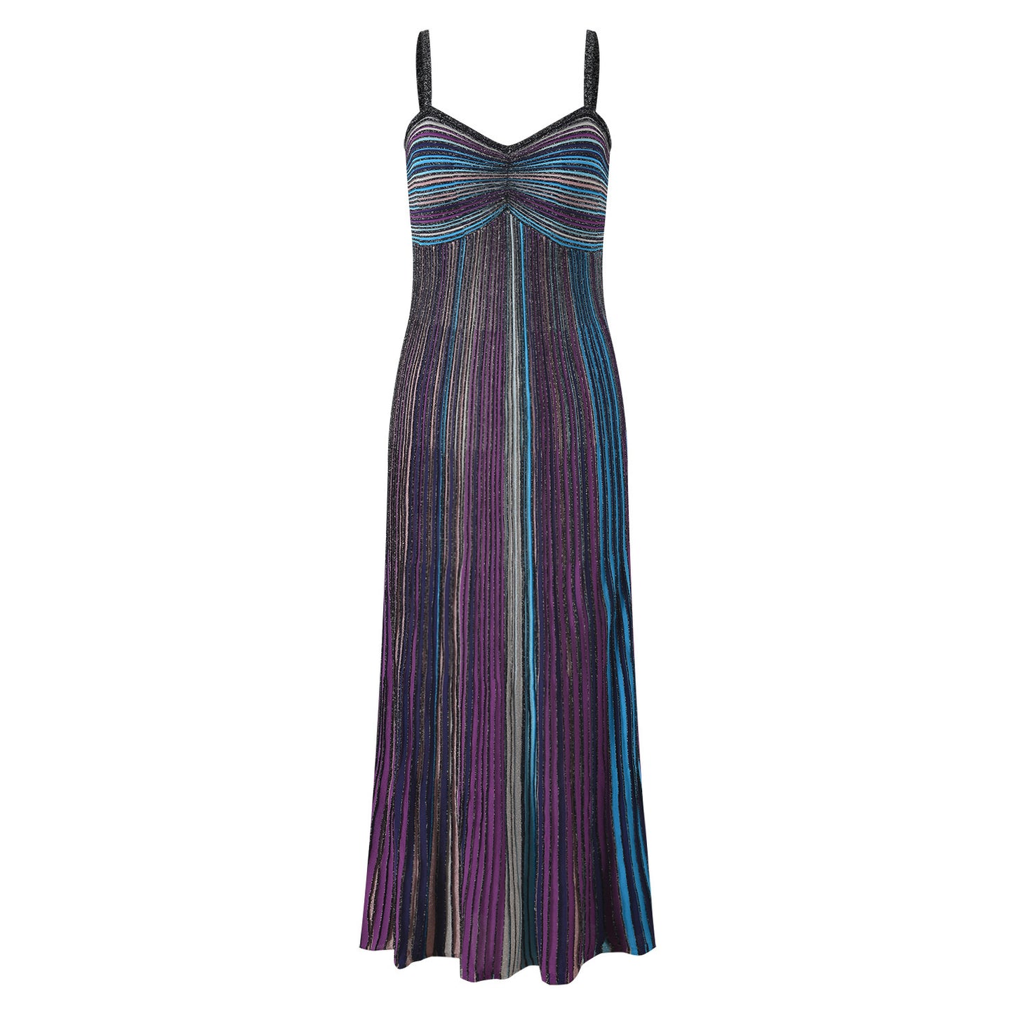 colorful striped pleated long dress
