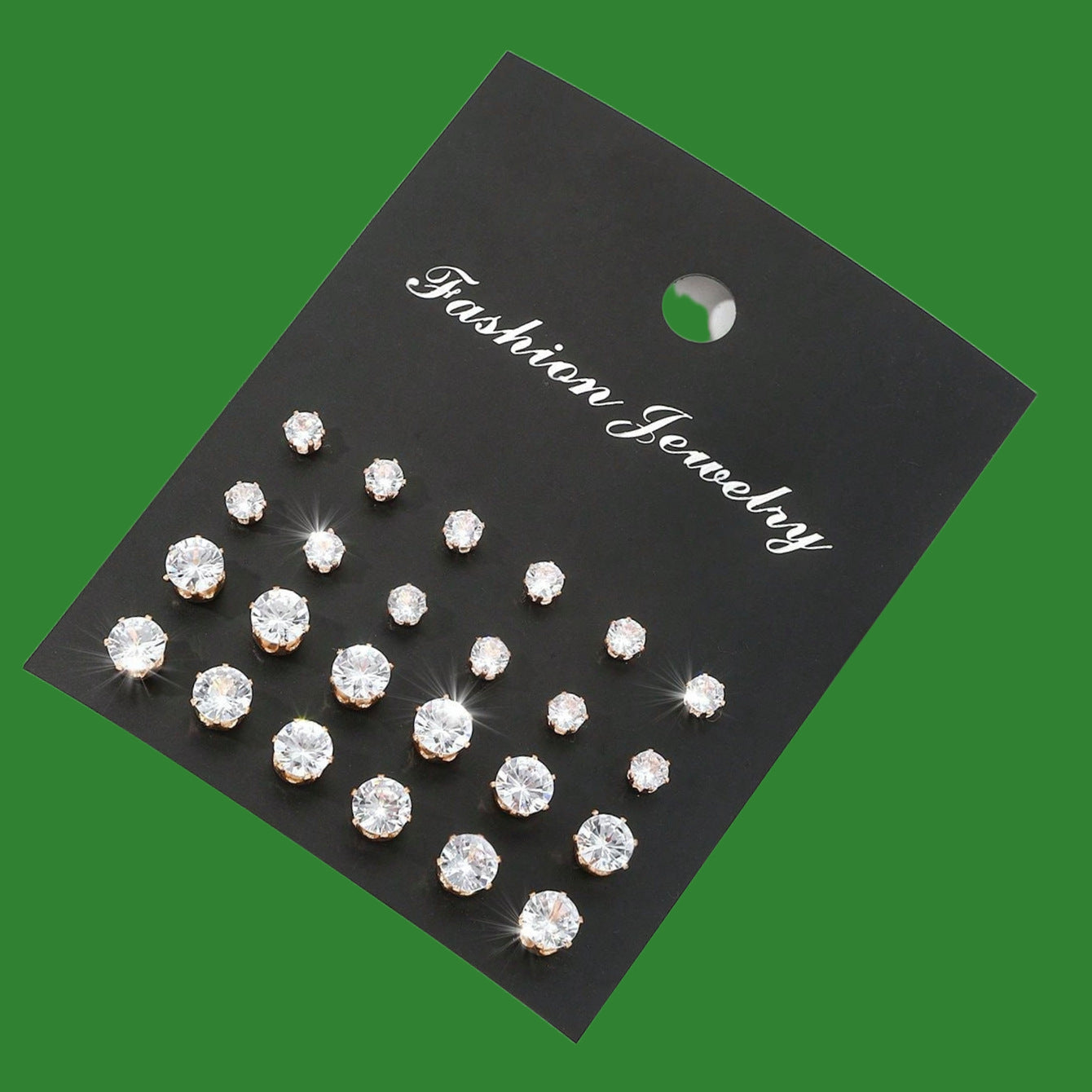 set of elegant six-pronged crystal ear studs