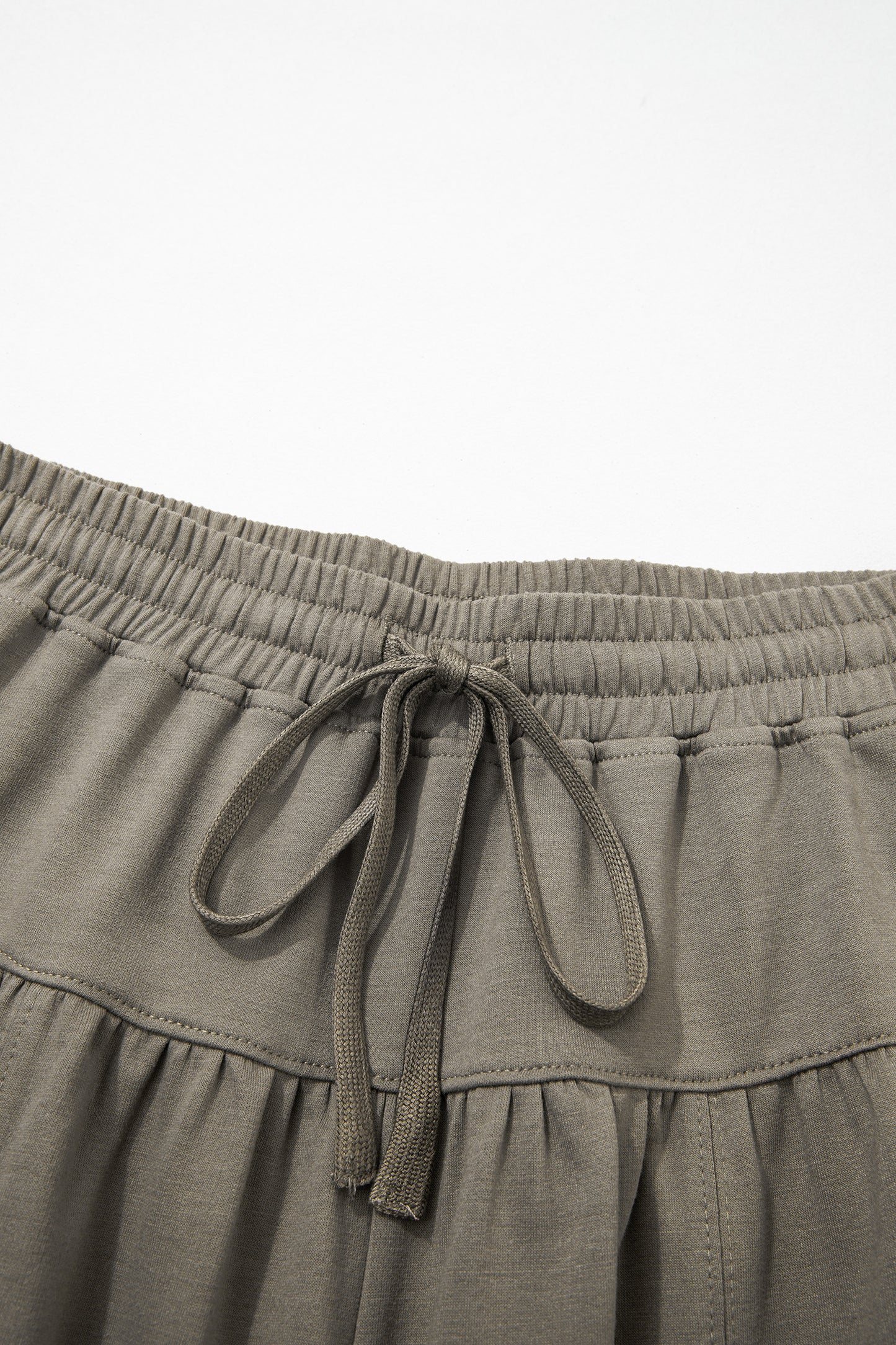 Dirty blue Elastic Waist Drawstring Wide Leg Full Length Pants