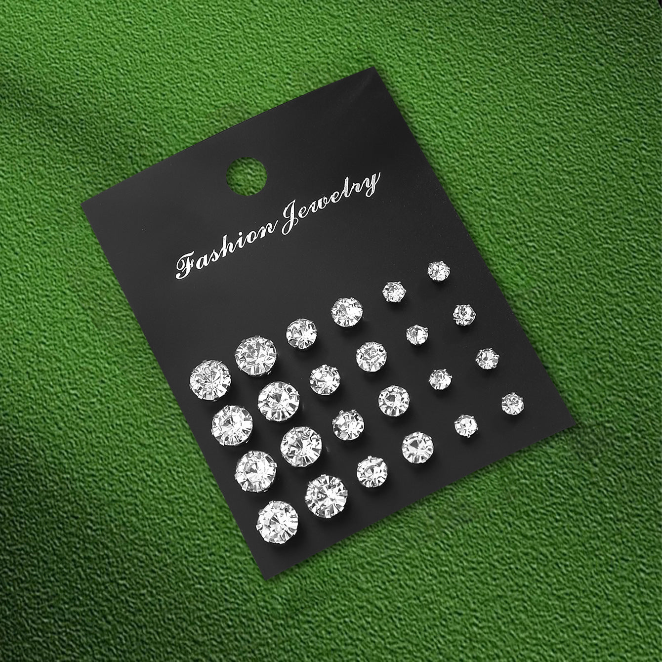 set of elegant six-pronged crystal ear studs