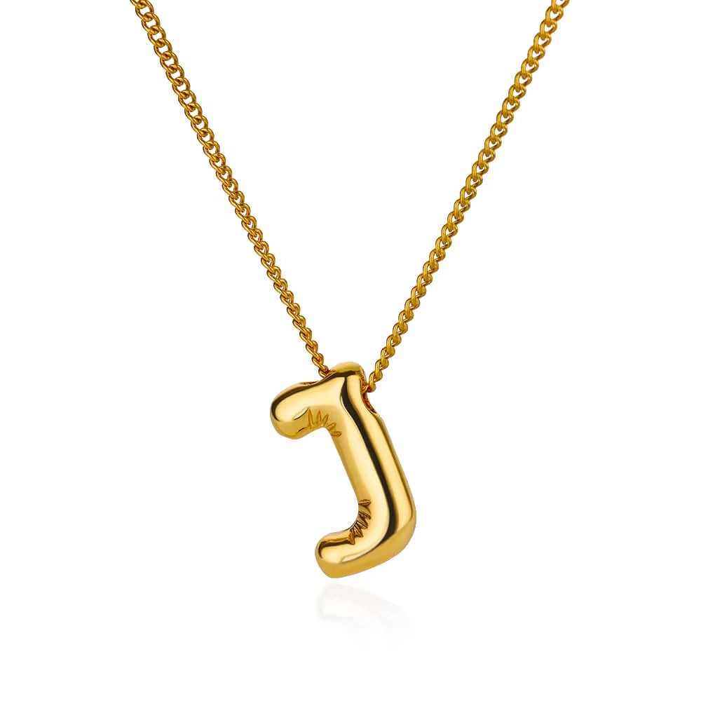 Bubble font letter pendant and chain