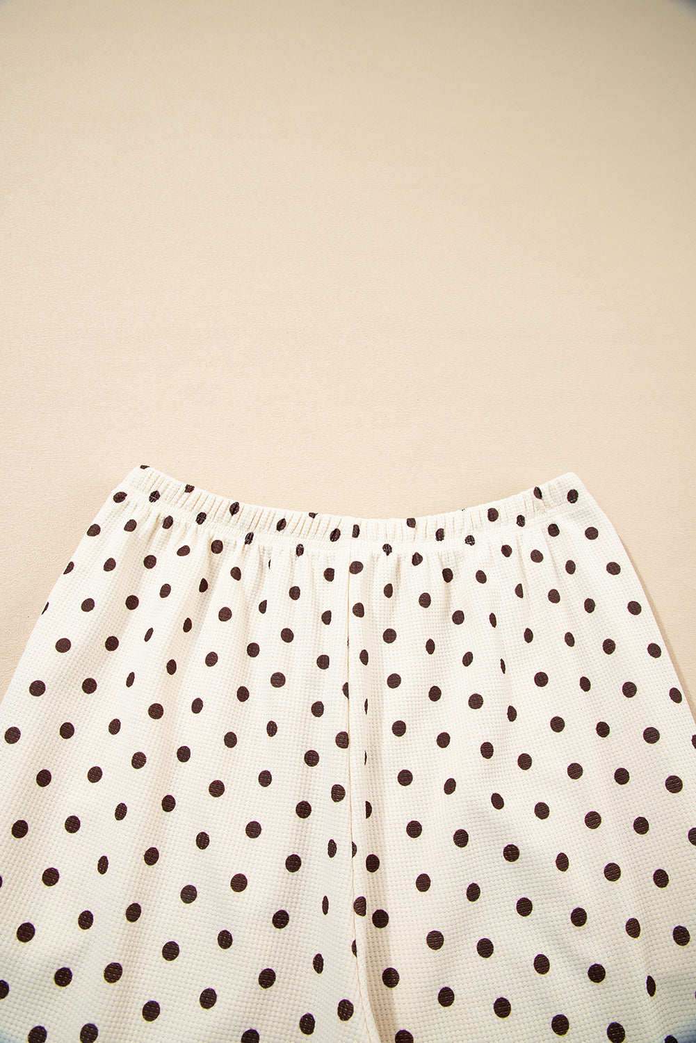 White Polka Dot Print Long Sleeve Top Drawstring Jogger Pants Lounge Set