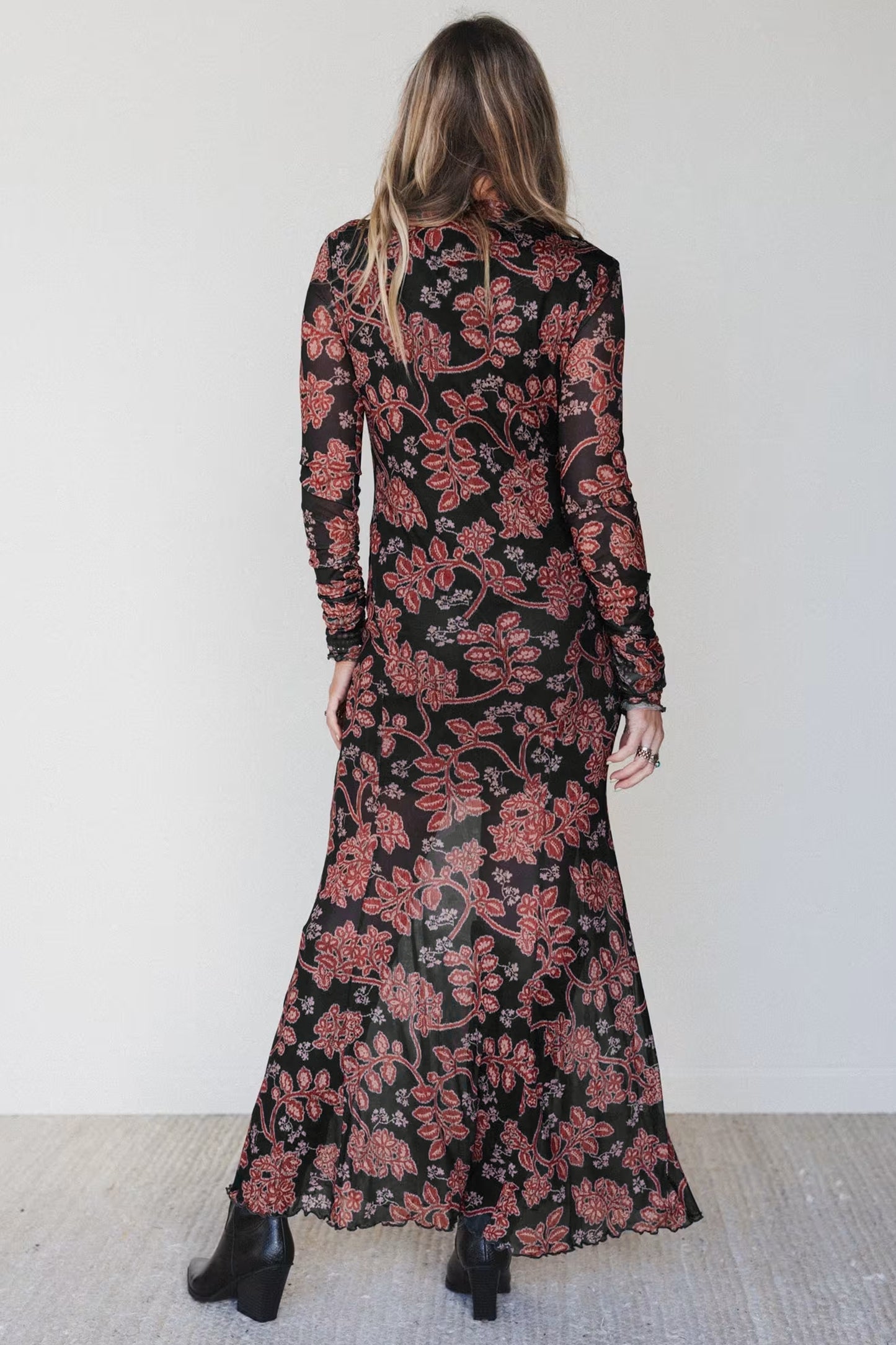 Black Morning Spice Floral Maxi Dress