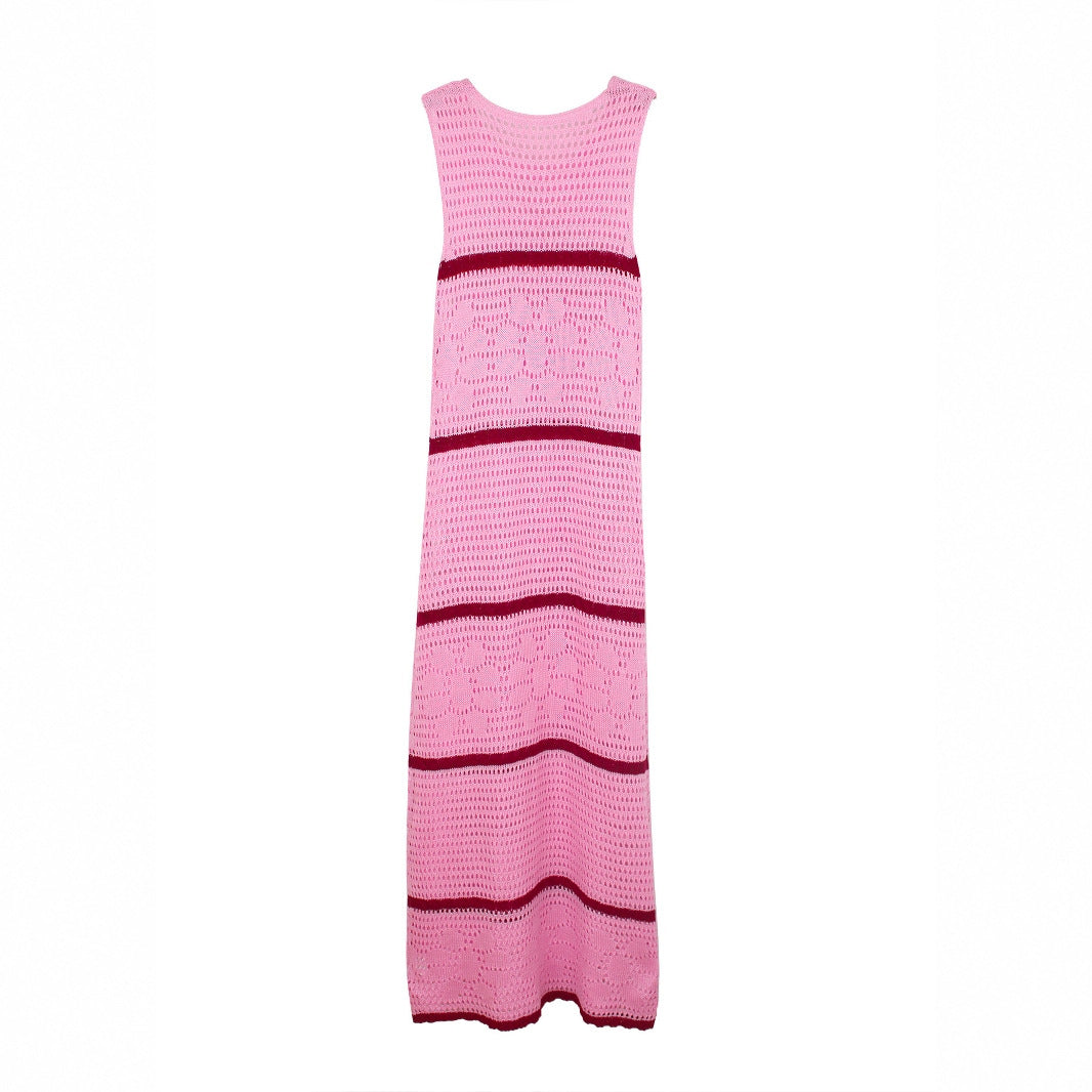 Knitted sweater contrasting color dress