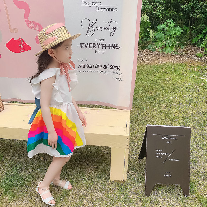 Girls rainbow dress with back bow