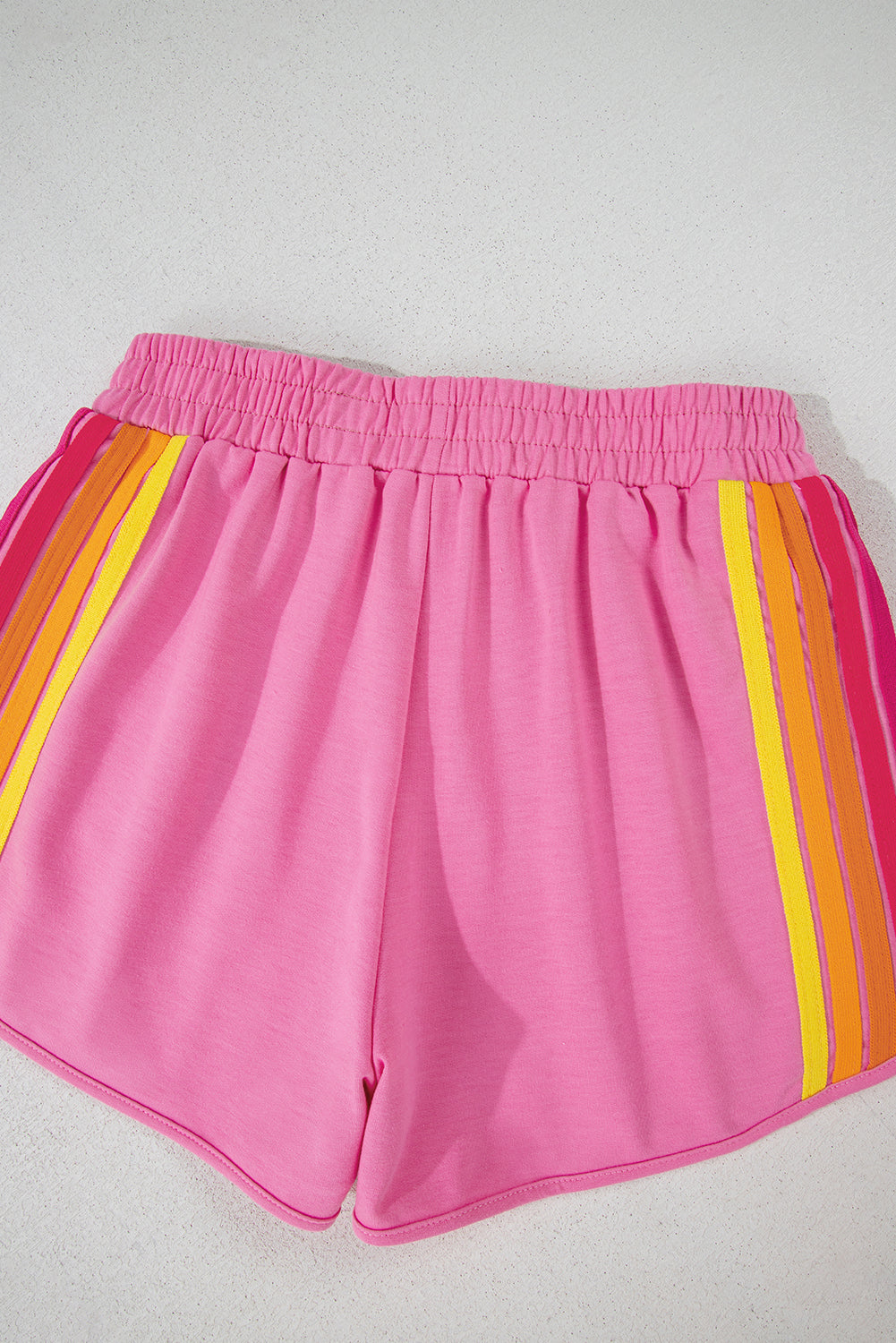 Bonbon Color Block Striped Elastic High Waist Active Shorts
