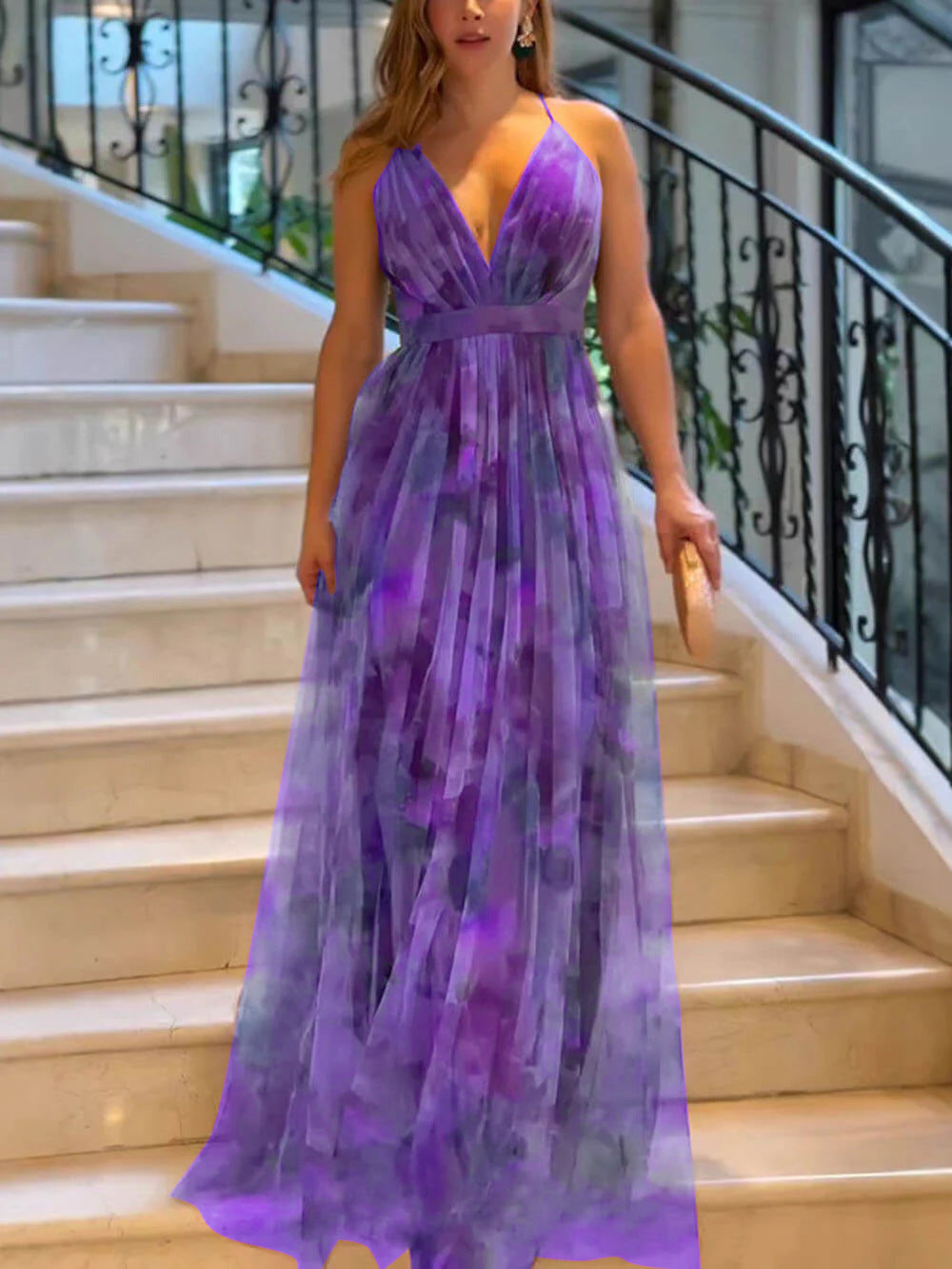 flowy printed party dress