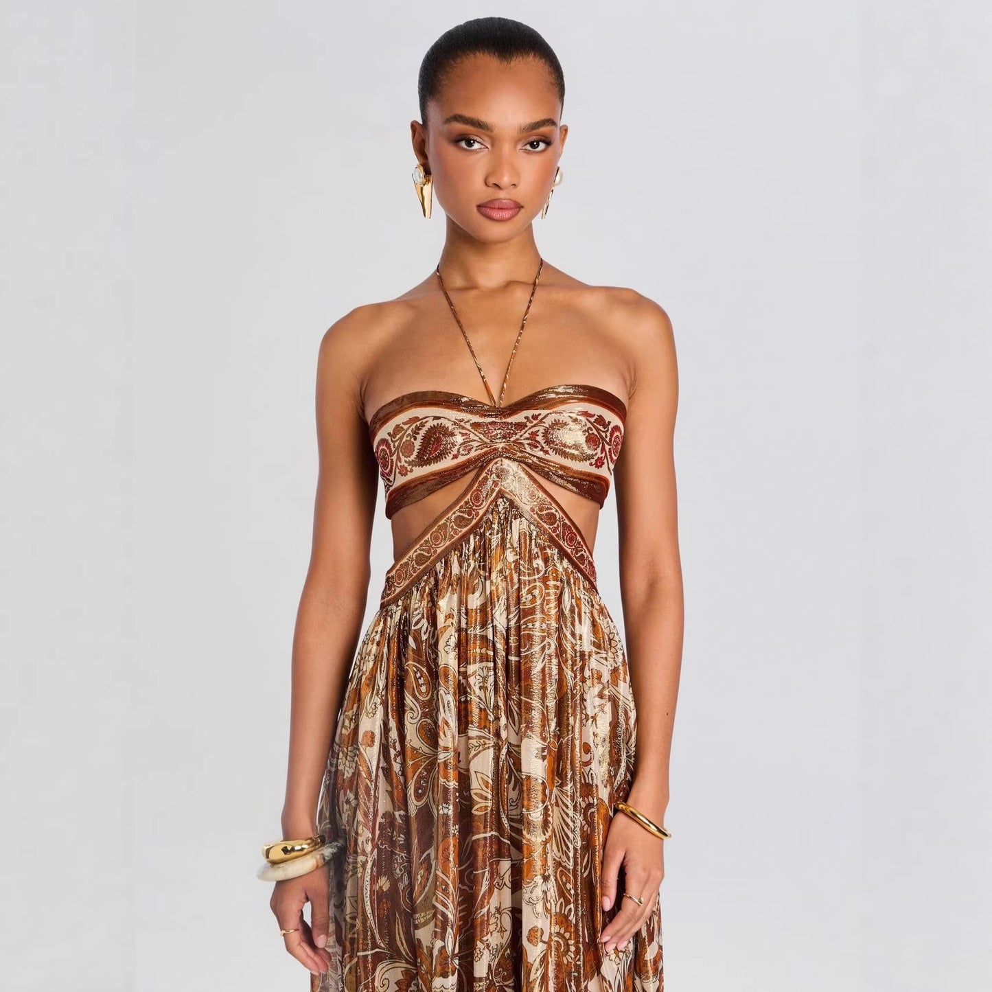 long gown with bandeau detail