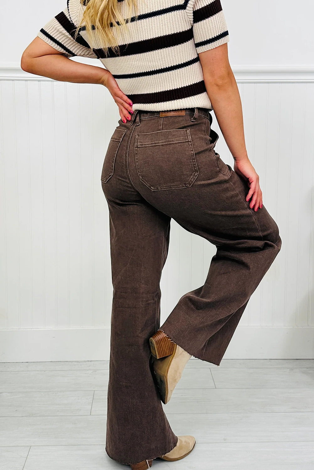 Dusk Blue Retro Washed Patch Pocket Stretchy Jeans