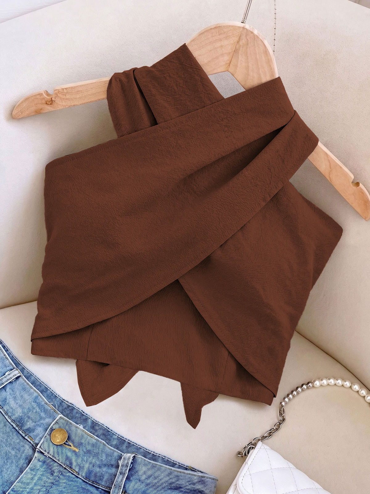 linen Criss cross halter top