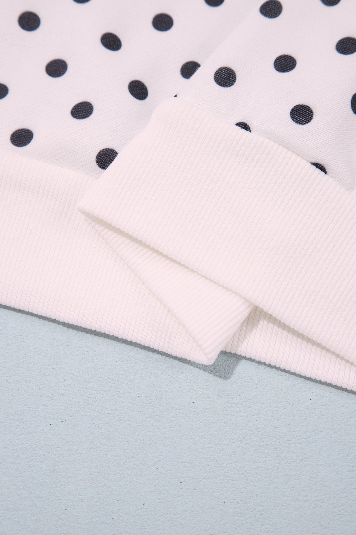 White Casual Polka Dot Mock Neck Sweatshirt