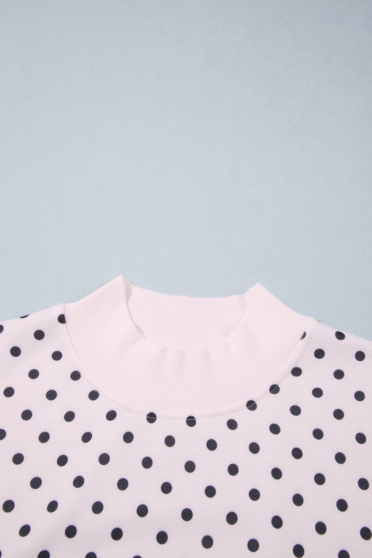White Casual Polka Dot Mock Neck Sweatshirt
