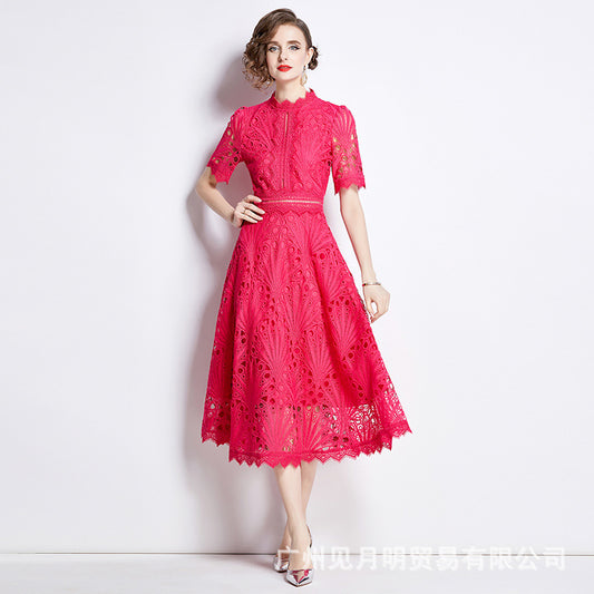 Women's lace dress with crochet embroidery