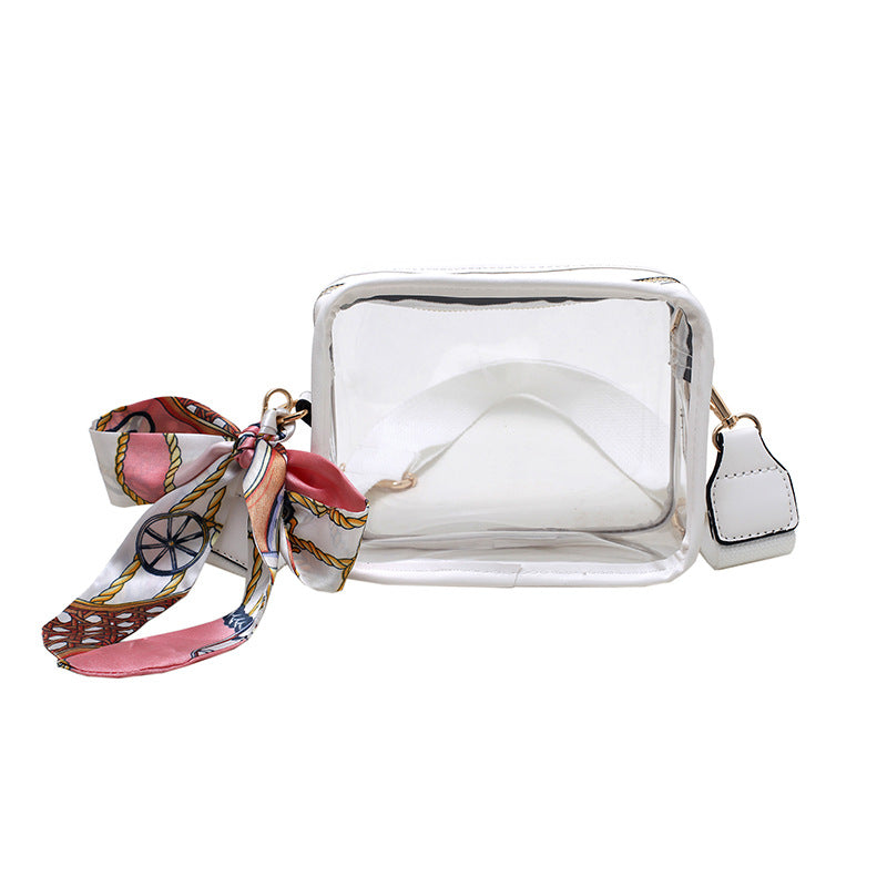 square PVC transparent bag, wide shoulder strap crossbody bag