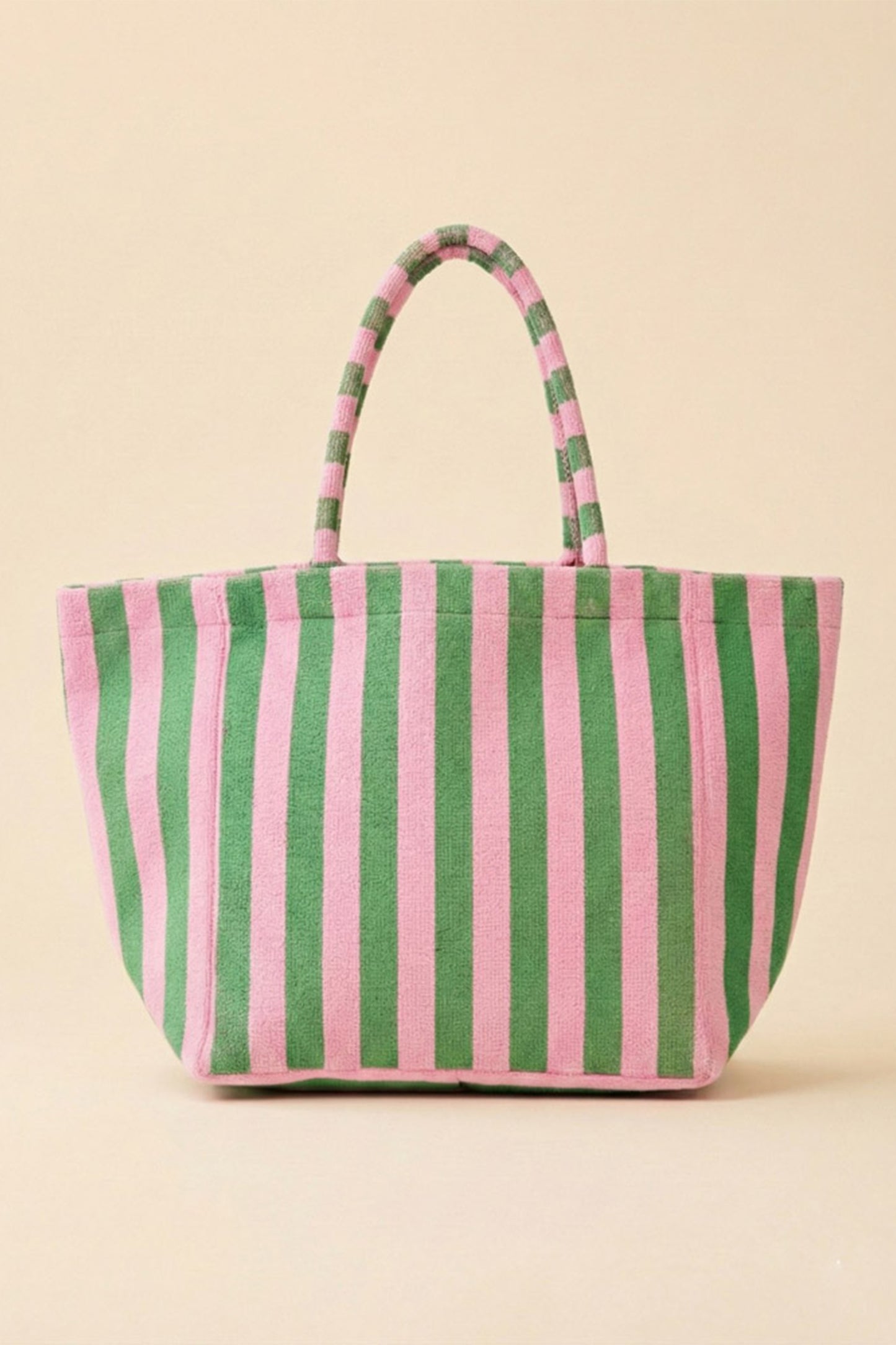 Grapefruit Orange Striped Terry Large Beach Tote Bag