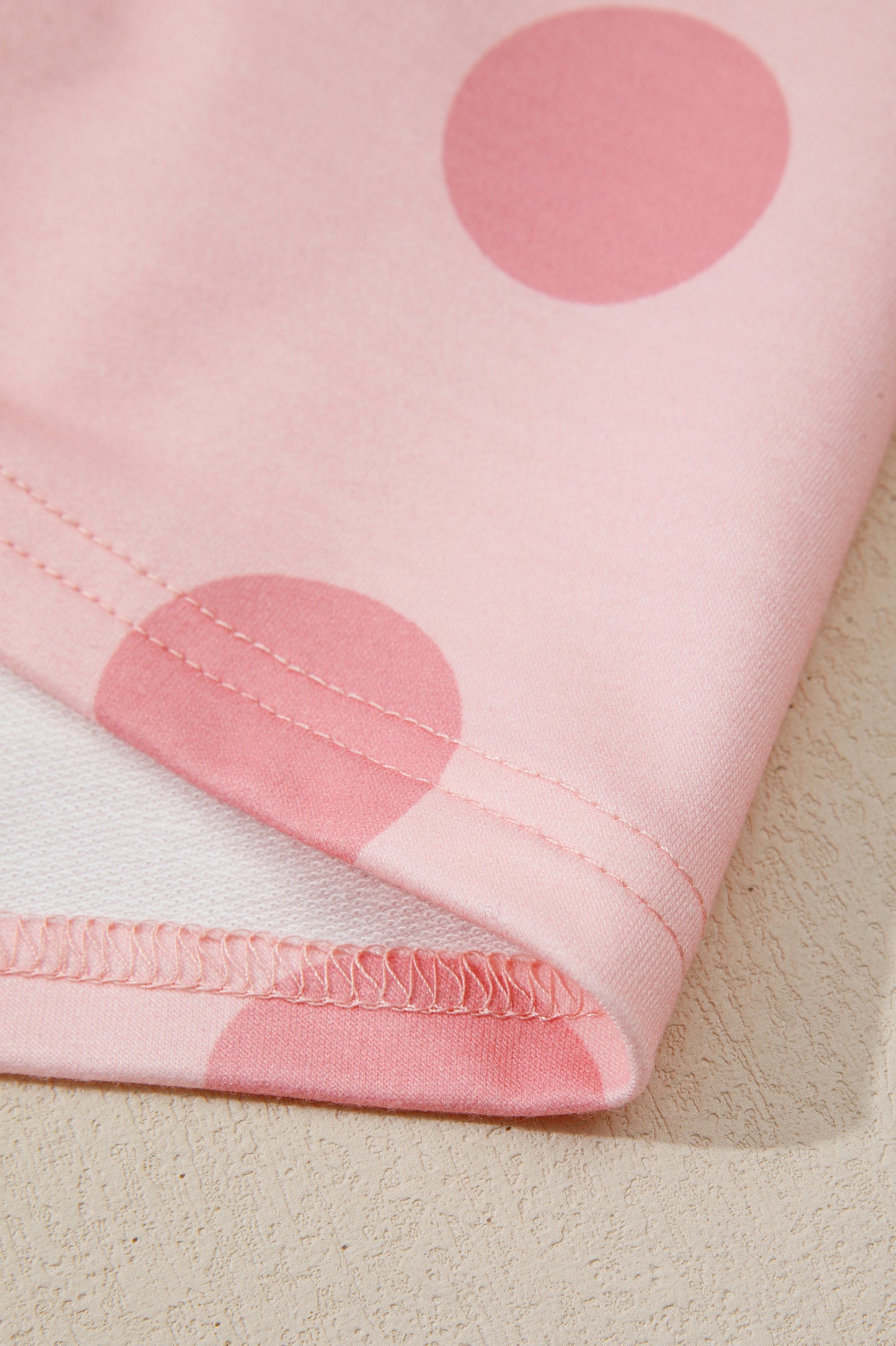 Pink Polka Dot Printed Long Sleeve Flared Mini Dress