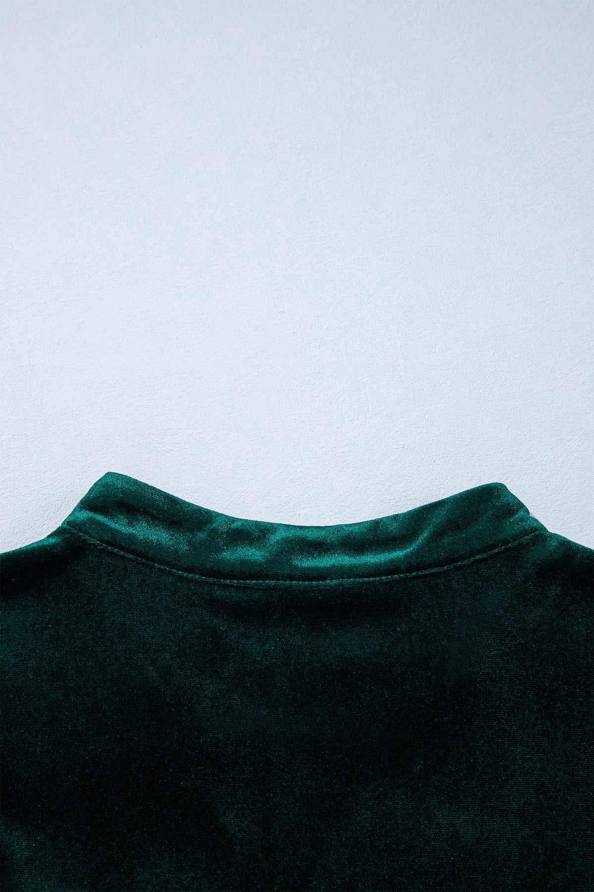 Blackish Green Leopard Trim Velvet Long Sleeve Shift Dress