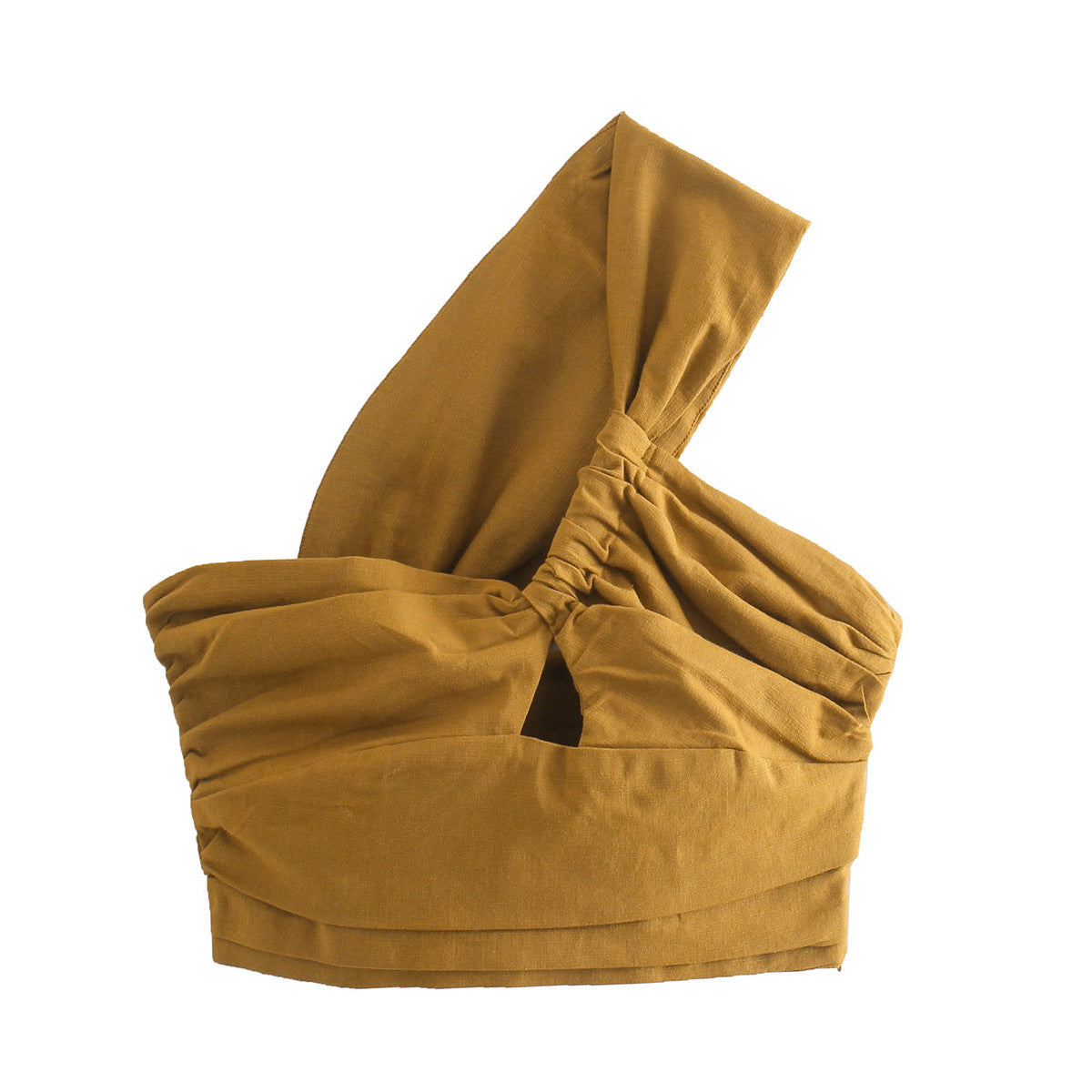 Women's linen like one shoulder cropped tank