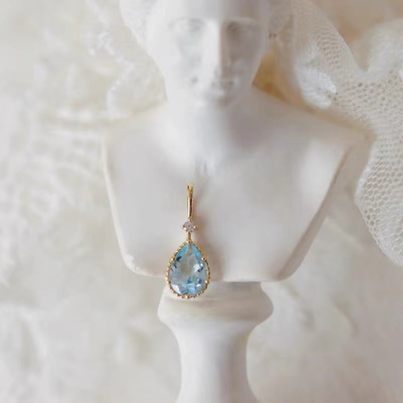 S925 topaz pendant with 14K plated chain