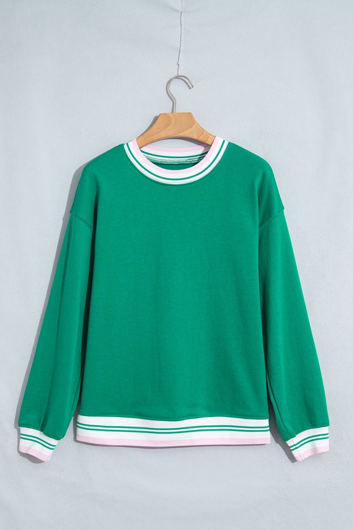 Racing Red Contrast Striped Trim Baggy Pullover Sweatshirt