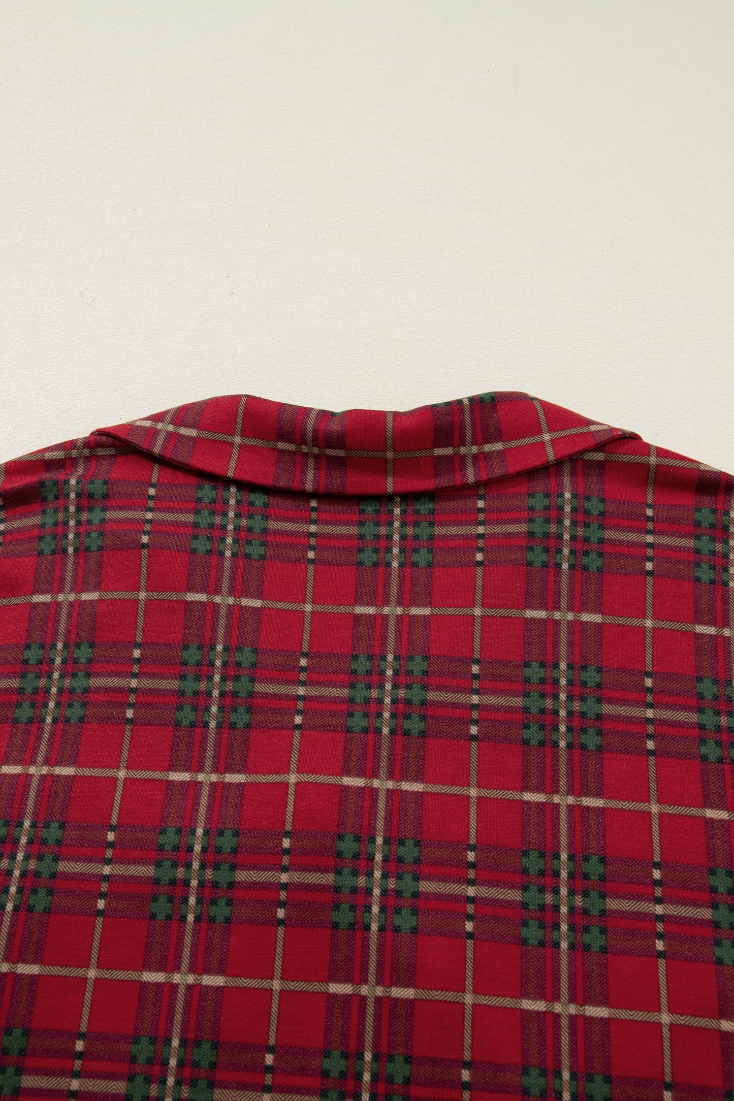 Red Plus Size Plaid Short Sleeve Shirt Loose Pants 2pcs Pajama Set