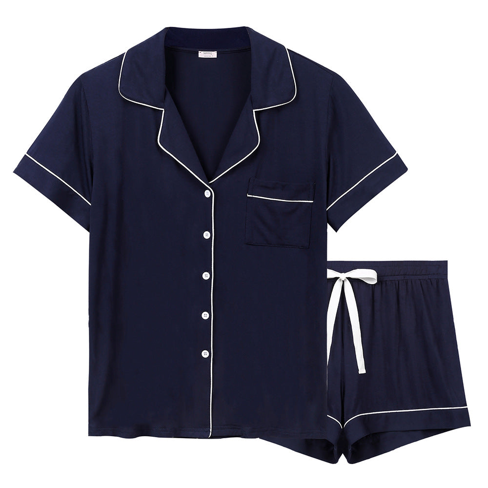 Modal pajama short-sleeved shirt and shorts two-piece set