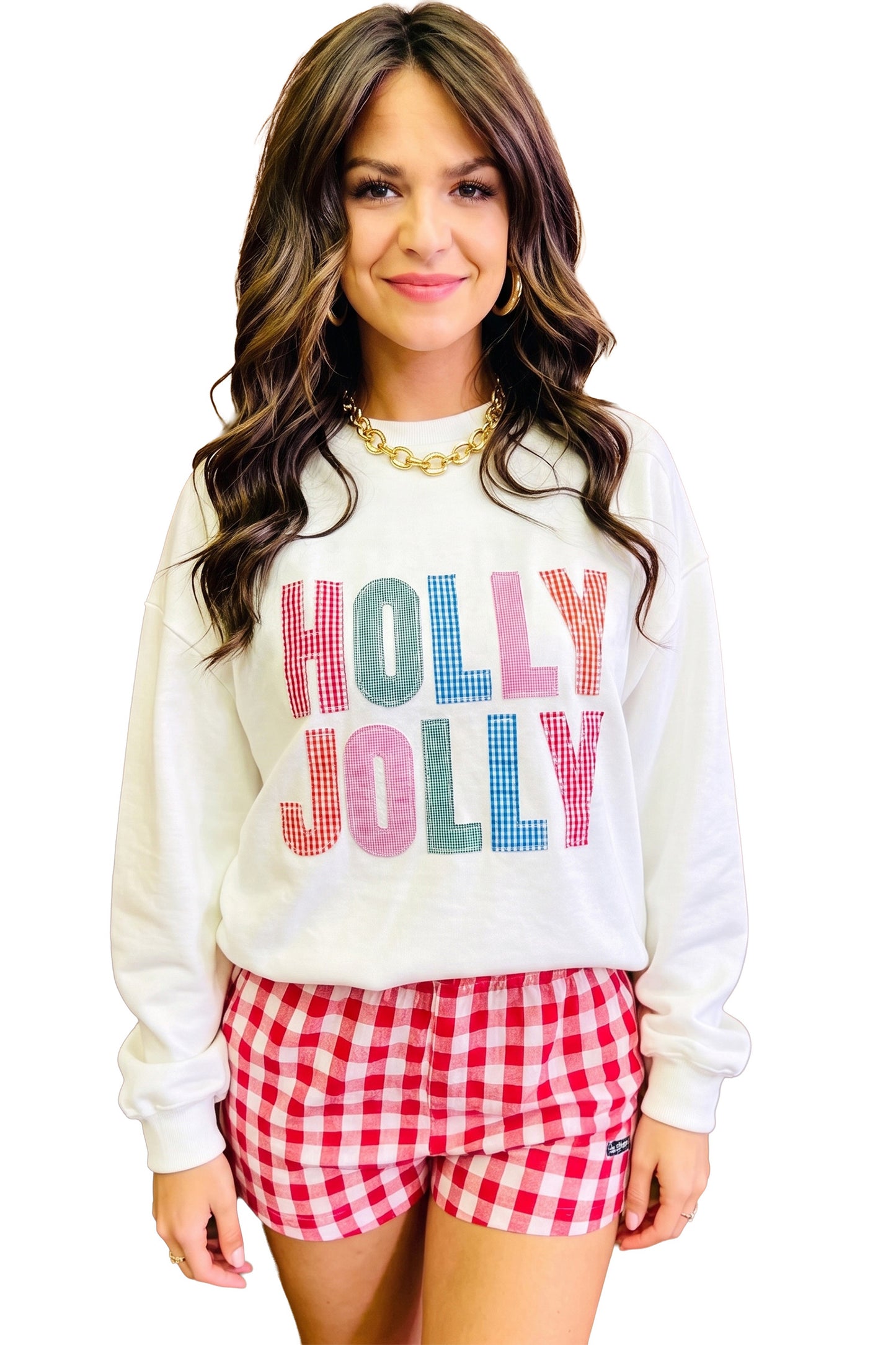 White Christmas Slogan Round Neck Long Sleeve Sweatshirt