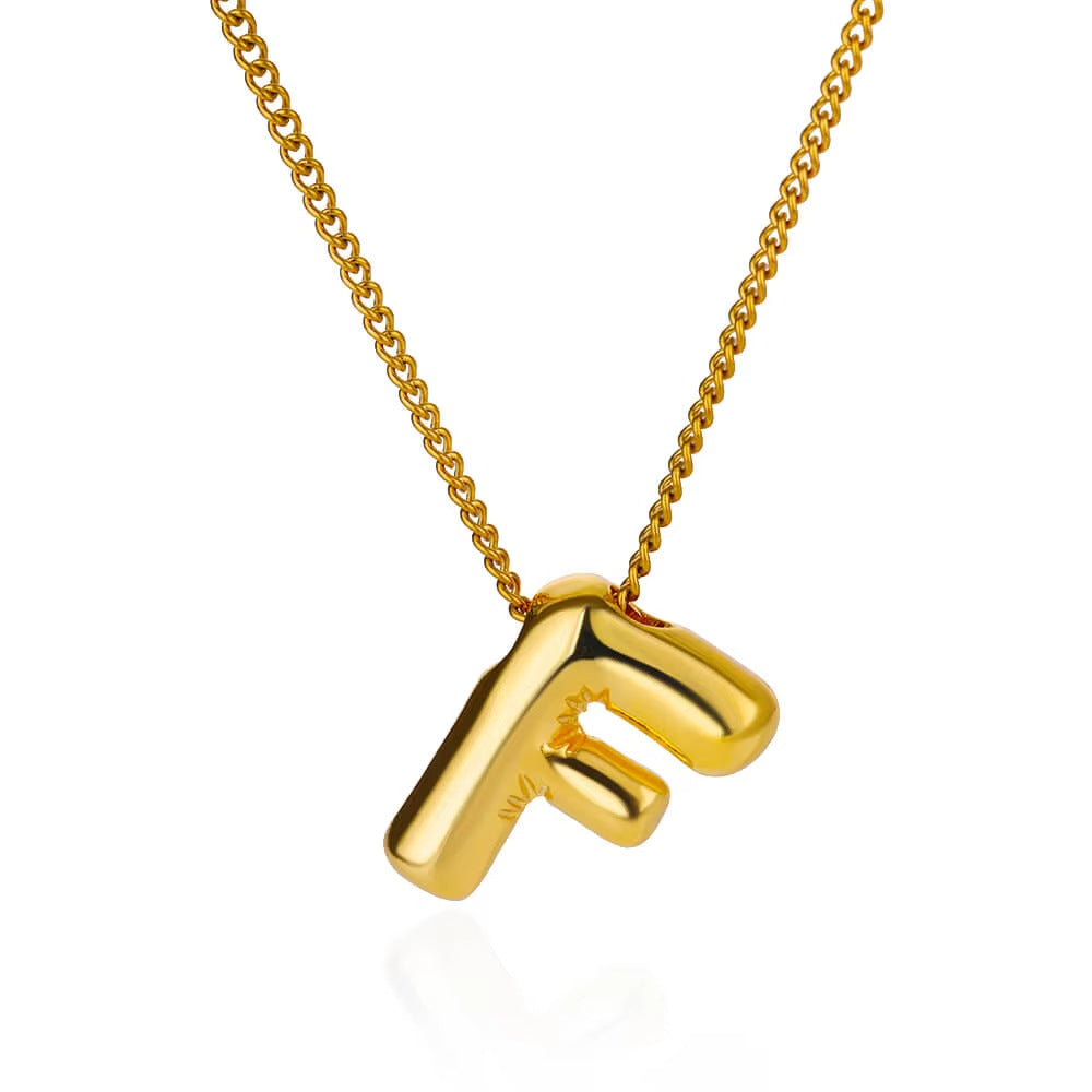 Bubble font letter pendant and chain