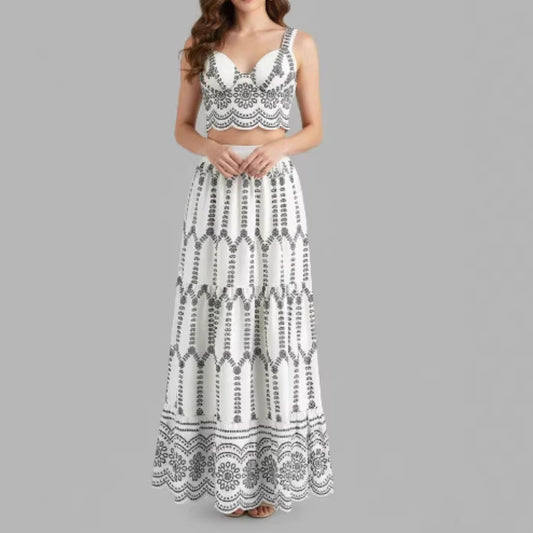 The Rhodes Set Printed lace-up bra Skirt Two-piece Set