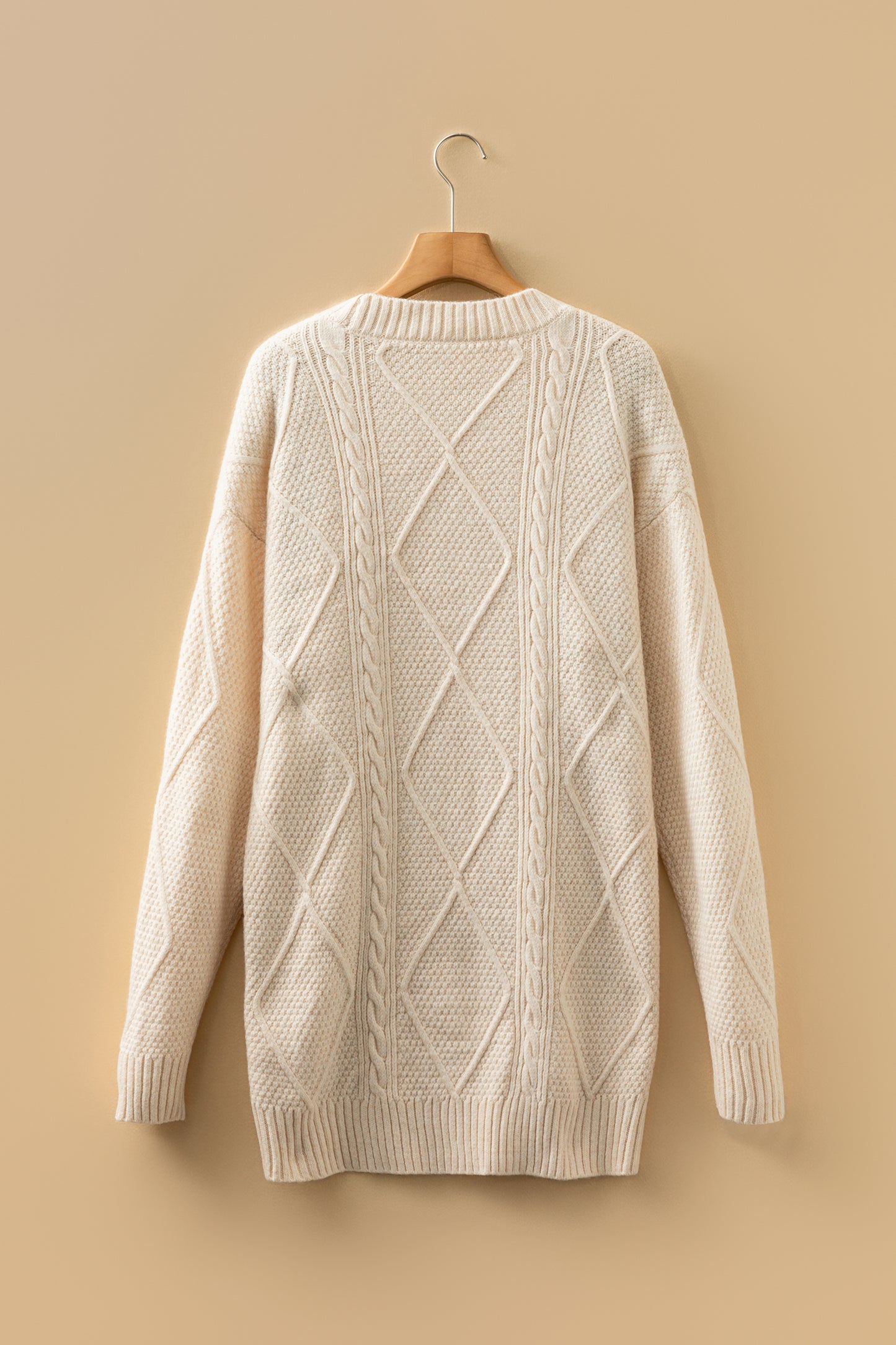 Burgundy Cable Knit Drop Shoulder Loose Fit Sweater Dress
