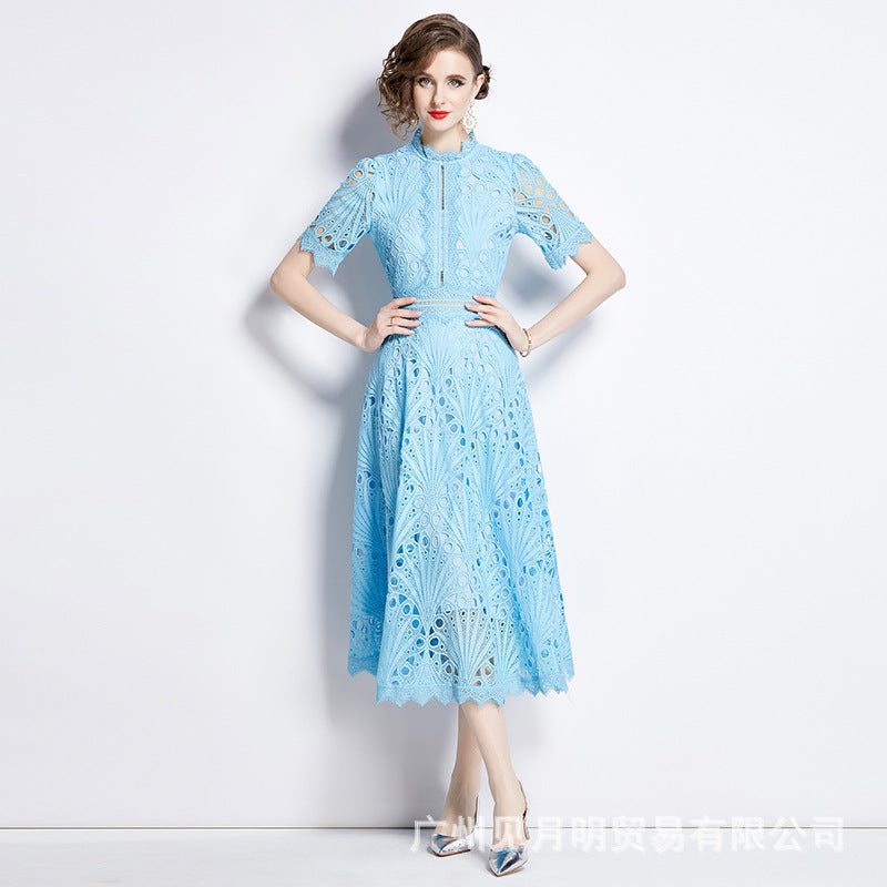 Women's lace dress with crochet embroidery