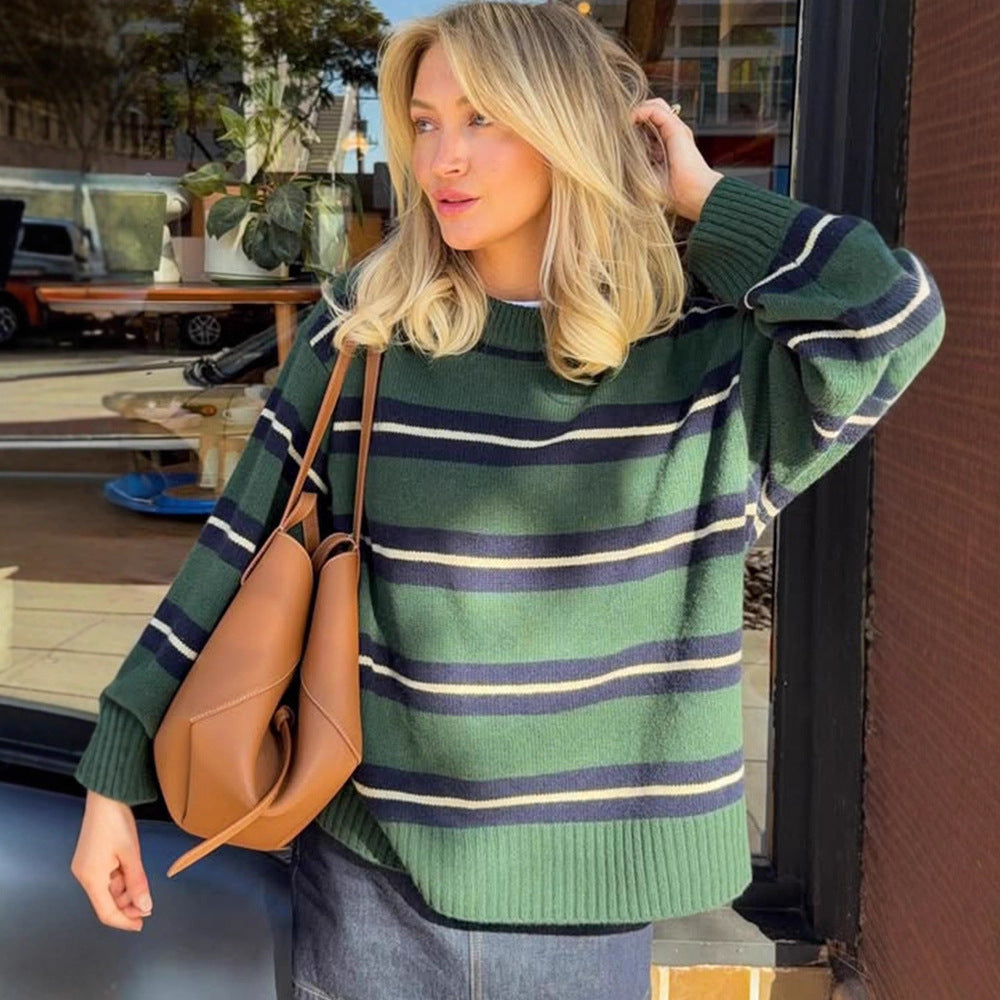 color-blocking striped long-sleeved sweater