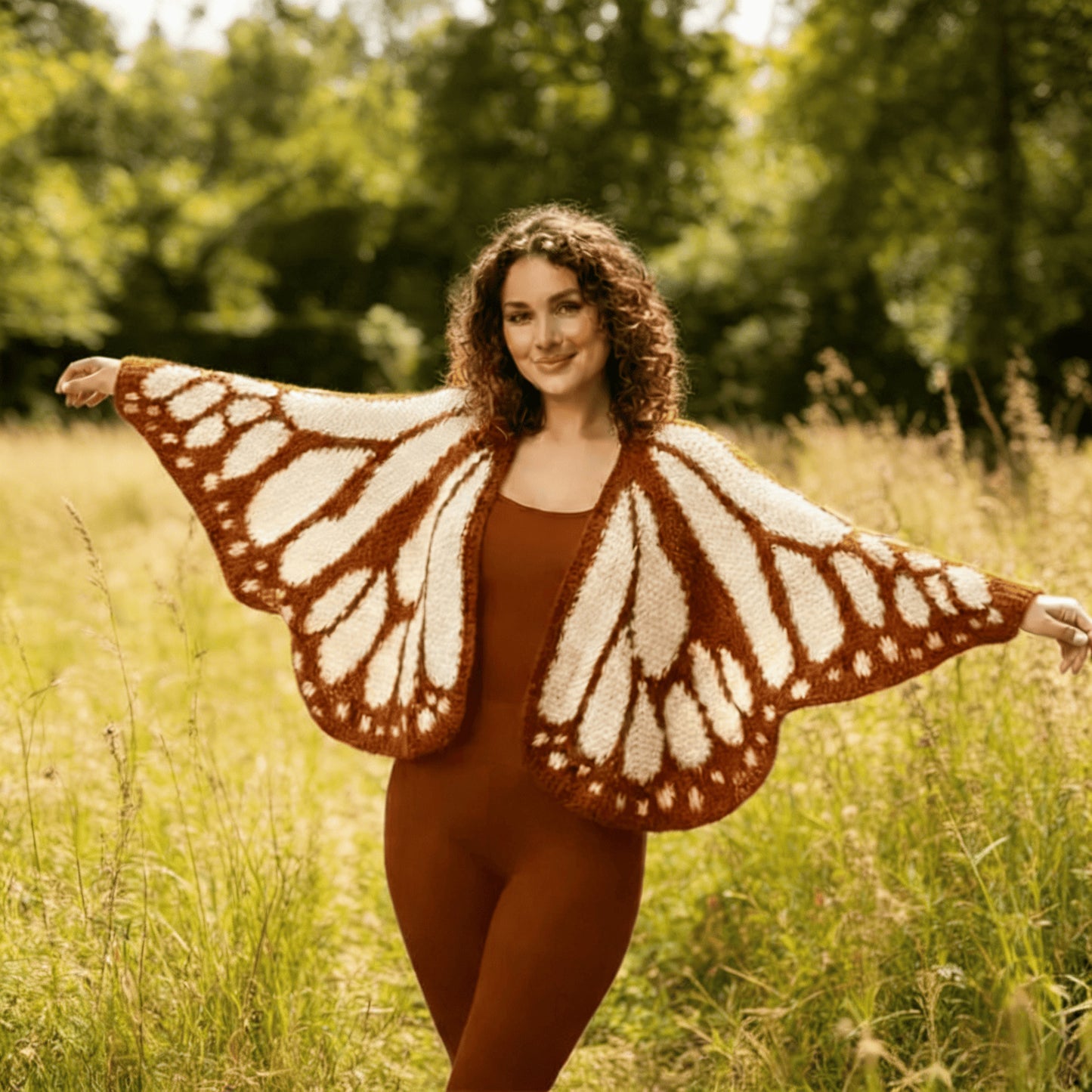 Knitted shawl butterfly cape