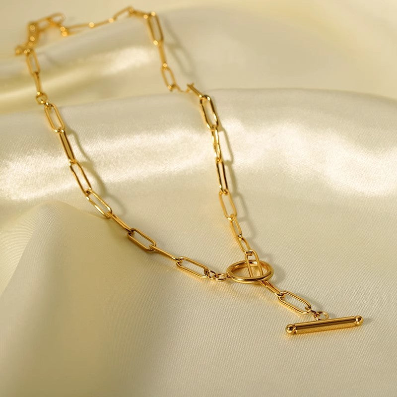 Wind-plated 18K cross chain necklace