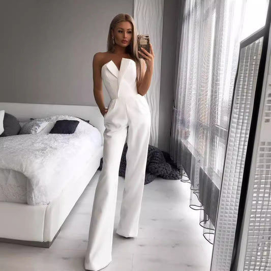 slanted lapel, mid-waist, elegant jumpsuit