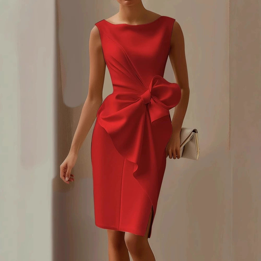 Women's dress with bow decoration